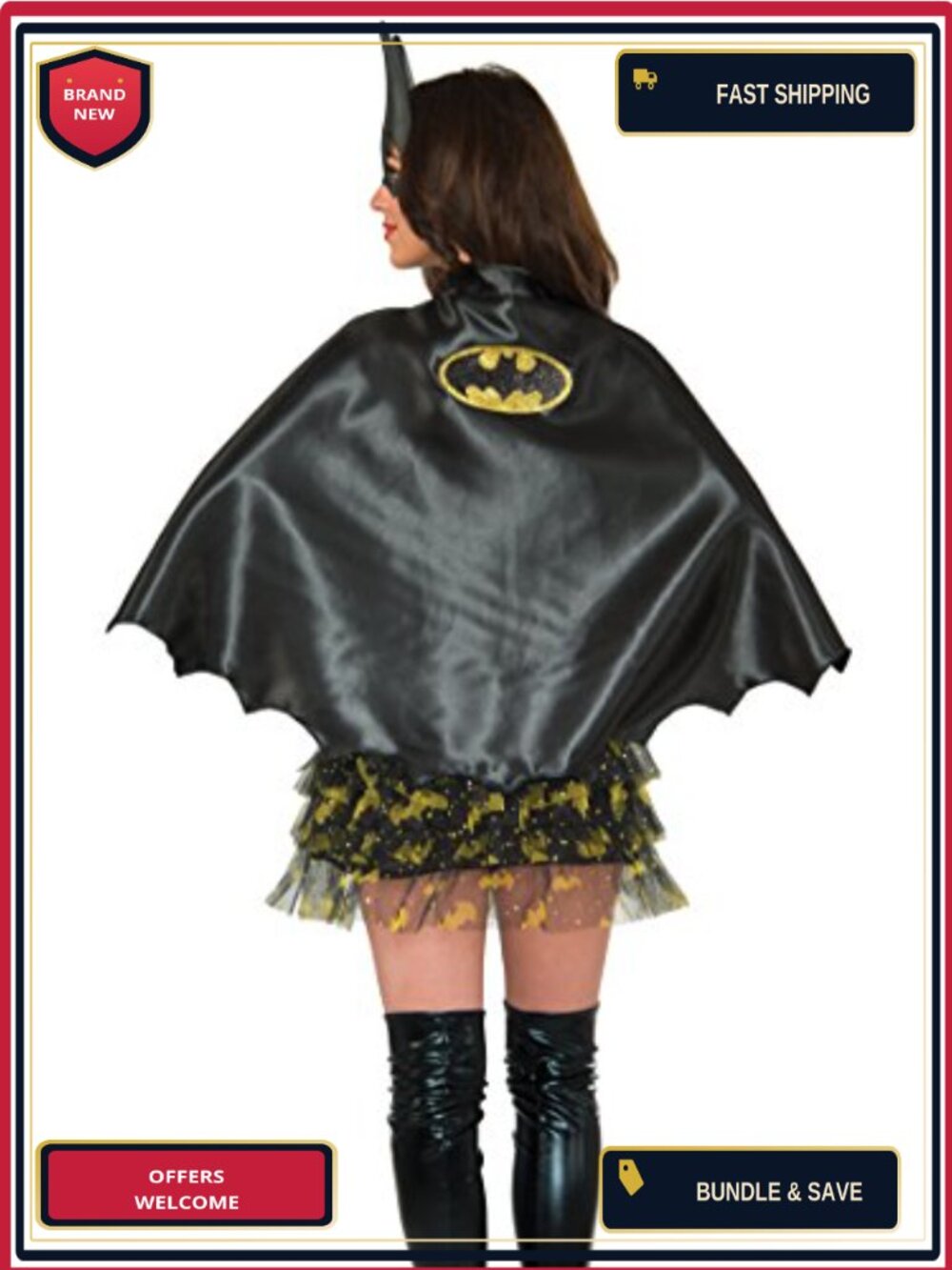 DC Superheroes Batgirl Cape Costume Dress Adult Standard One Size